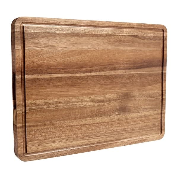 Acacia cutting board with a perimeter juice groove