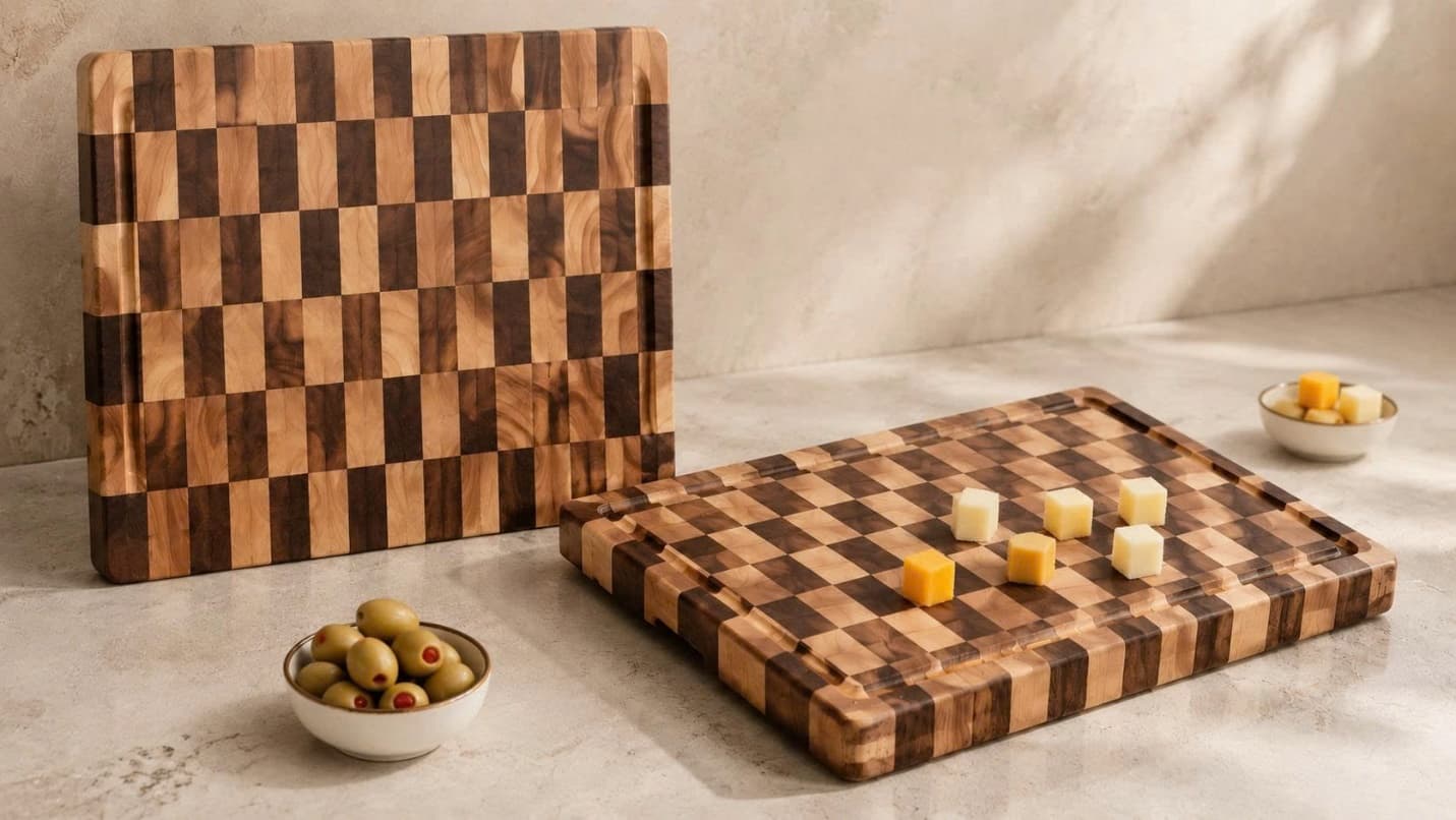 Acacia & Rubberwood Checkerboard